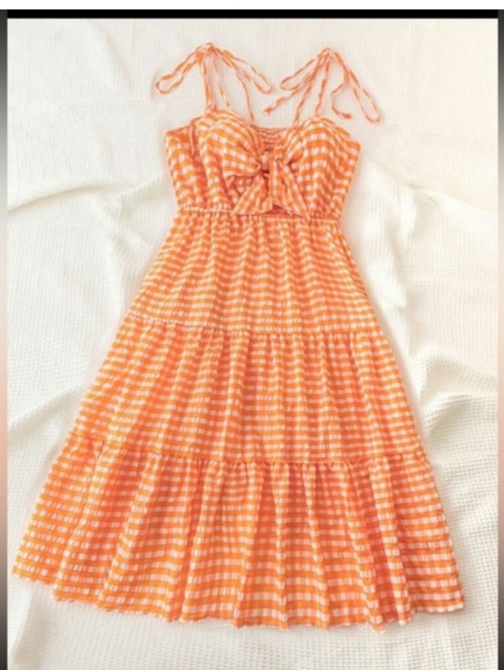 Retro vibes Orange Gingham Sundress